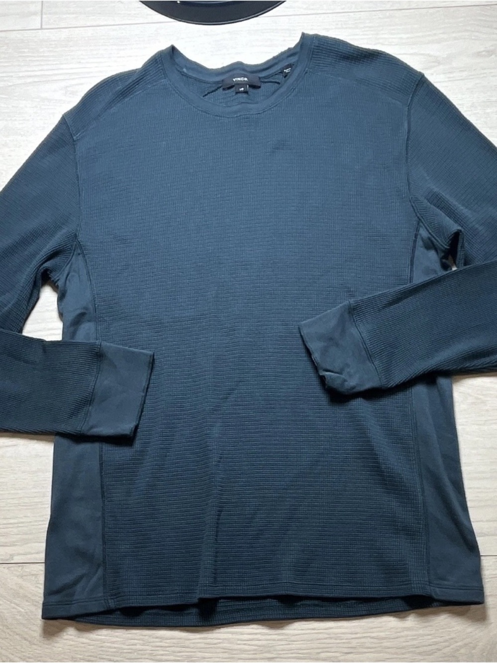 Vince Long-Sleeve Crewneck Thermal Shirt - Dark Teal large